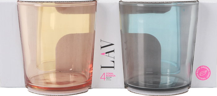 LAV Set de 4 Vasos Pinta Colores 340cc Bodega