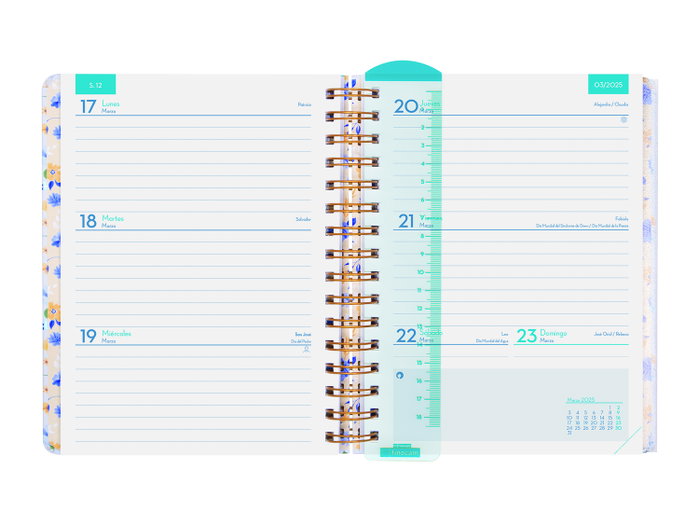 Finocam Agenda Docente Magistral Flowers 2024-2025 Semana Vista Horizontal 4º 155x212 mm