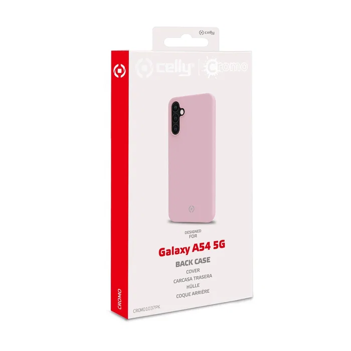 Celly Funda CROMO1037PK para Samsung Galaxy A54 5G (6.4") Rosa - TPU y Microfibra, Resistente a Golpes y Rayones