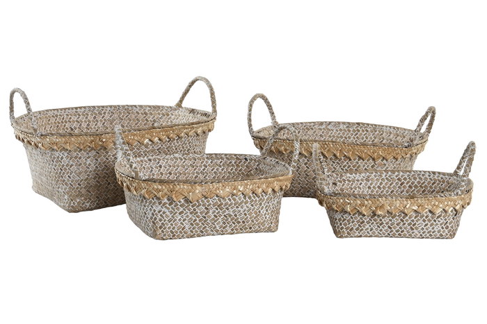 DKD Home Decor Set de 4 Cestas de Fibra Decape Natural