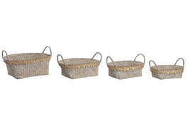 DKD Home Decor Set de 4 Cestas de Fibra Decape Natural