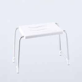 Basics Taburete de Baño Blanco, Asiento de PVC con Patas de Aluminio Gris, 50 x 24 cm