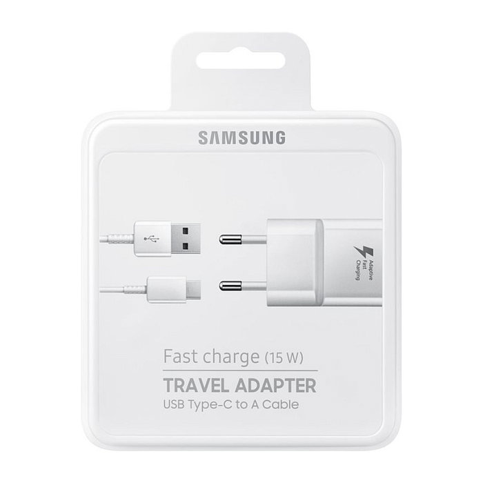 Samsung EP-TA20 Cargador Rápido 15W Adaptador Interiores con Cable USB-C 1.5m Blanco (Bulk)