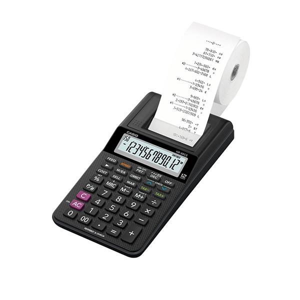 CASIO Calculadora impresora HR-8RCE negra de 12 dígitos