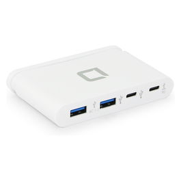 Dicota D31731 Hub Portátil USB-C 4-in-1 con 2 Puertos USB-A y Carga Rápida PD 100W, Blanco