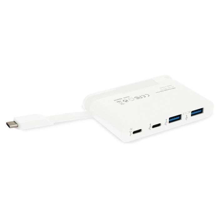 Dicota D31731 Hub Portátil USB-C 4-in-1 con 2 Puertos USB-A y Carga Rápida PD 100W, Blanco