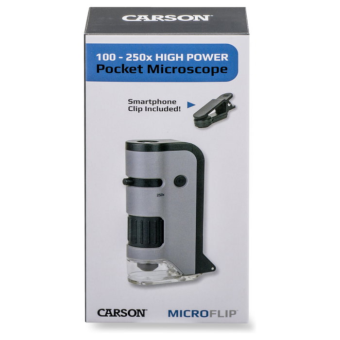 Carson MicroFlip Microscopio de Bolsillo LED 100x - 250x Negro / Gris Carson MicroFlip Microscopio de Bolsillo LED 100x - 250x Negro / Gris