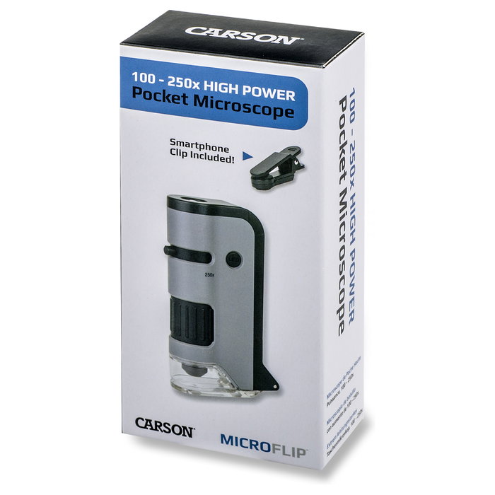 Carson MicroFlip Microscopio de Bolsillo LED 100x - 250x Negro / Gris Carson MicroFlip Microscopio de Bolsillo LED 100x - 250x Negro / Gris