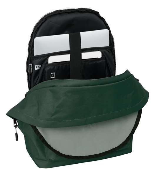 Safta Mochila Doble para Portátil 15,6"+USB Munich Básicos Verde 31x44x18 cm