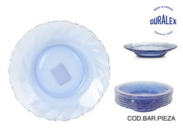 Duralex Plato Hondo Marine "Beau Rivage" Ø21.5 cm - Colección Marine, Dimensiones 21.1 x 3.7 x 21.1 cm (36 Unidades)