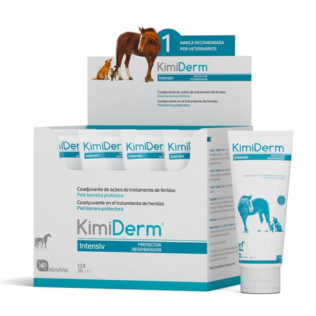 Kimipharma KimiDerm Intensiv Creme 12x30 gr Crema Regeneradora de Tejidos para Perros, Gatos y Caballos con Óxido de Zinc, Miel y Caléndula Kimipharma KimiDerm Intensiv Creme 12x30 gr Crema Regeneradora de Tejidos para Perros, Gatos y Caballos con Óxido de Zinc, Miel y Caléndula