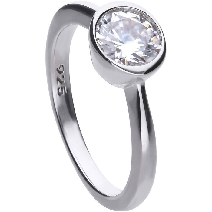 Diamonfire Anillo de Plata de Ley con Circonita 7mm, Talla 17,5