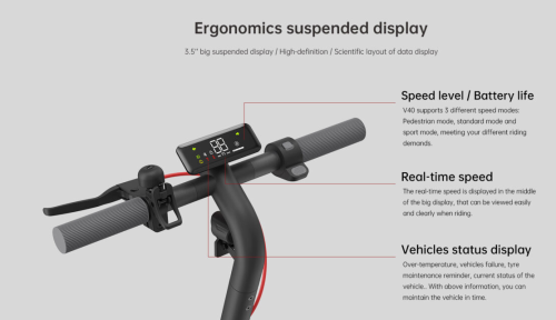 NAVEE V40 Patinete Eléctrico Scooter, 525W, 25 km/h, 120 kg Carga Máx, Plegable, Negro/Gris, SNAVV40
