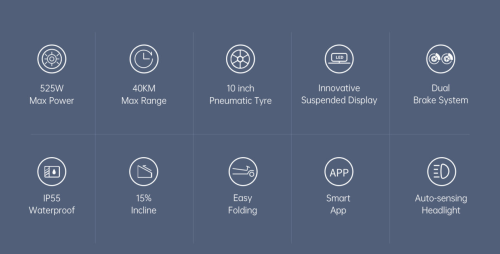NAVEE V40 Patinete Eléctrico Scooter, 525W, 25 km/h, 120 kg Carga Máx, Plegable, Negro/Gris, SNAVV40