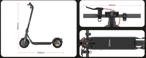 NAVEE V40 Patinete Eléctrico Scooter, 525W, 25 km/h, 120 kg Carga Máx, Plegable, Negro/Gris, SNAVV40