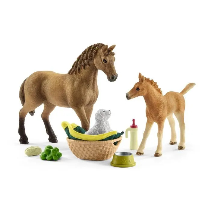 Schleich 42432 Cuidado de bebé para Baby Animals of Horse Club Sarah