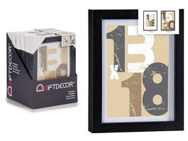 Giftdecor Portafoto Pared Madera Negro con Paspartú para Foto 13x18 cm (Set de 12)