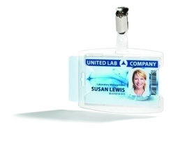 Funda Distintivo Durable Rexycle Con Pinza Para 2 Tarjetas De Identificacion Transparente Paquete De 25