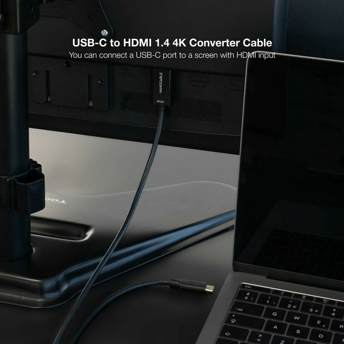 Nanocable Cable Conversor USB-C a HDMI 1.4 4K@30Hz, 5 m, Negro