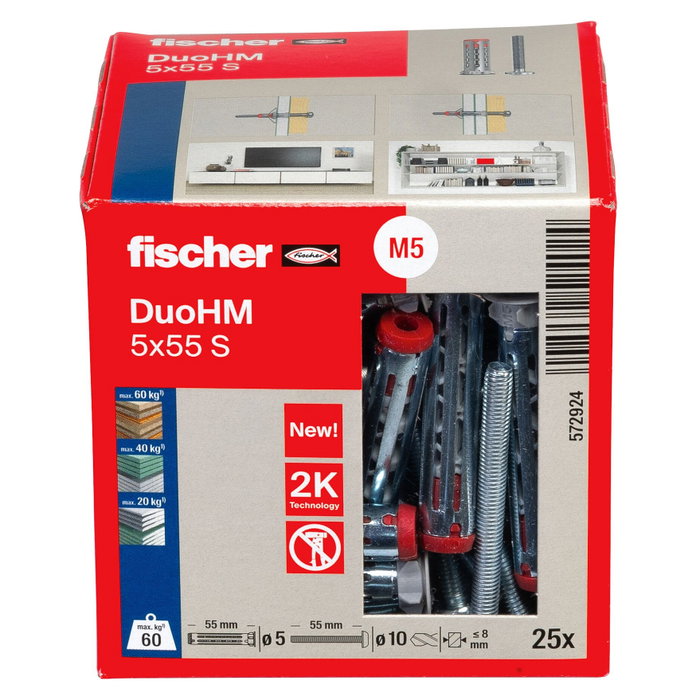 Fischer DuoHM 5x55 S TX (25 piezas)