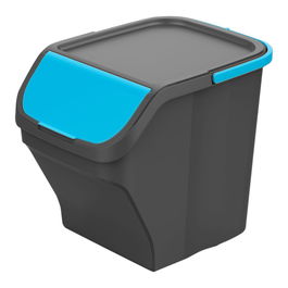 Mondex Stack'n Sort Cubo con tapa gris / tapa azul 30 x 40 x 34 cm 25 l