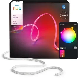 Philips Hue Flux Tira de LED 10 m Chromasync, 1200 Lúmenes, Iluminación de Colores Intensos y Luz Blanca Natural