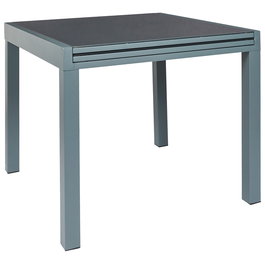 Home Deco Factory Mesa Extensible Gris para 4-6 personas, Tablero de Vidrio Templado, 80-160x80 cm