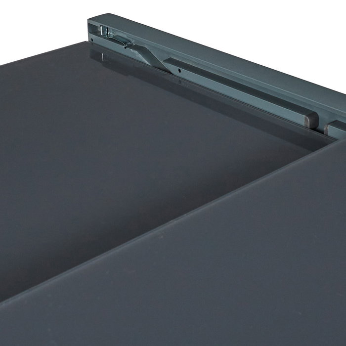 Home Deco Factory Mesa Extensible Gris para 4-6 personas, Tablero de Vidrio Templado, 80-160x80 cm