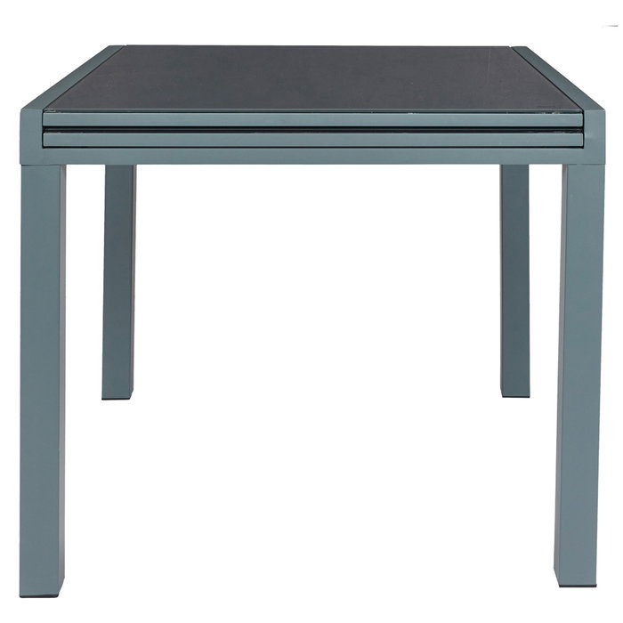 Home Deco Factory Mesa Extensible Gris para 4-6 personas, Tablero de Vidrio Templado, 80-160x80 cm