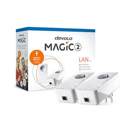 Devolo Magic 2 LAN Powerline Starter Kit - Adaptadores Powerline Ethernet Hasta 2400 Mbit/s, 2 Puertos Gigabit LAN, Blanco, Kit de Inicio para Red de Cable por Corriente Eléctrica