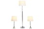 DKD Home Decor Lámpara de Pie Moderna Plateado Blanco 35x150x35 cm Set 3 Piezas Cristal Metal Algodón