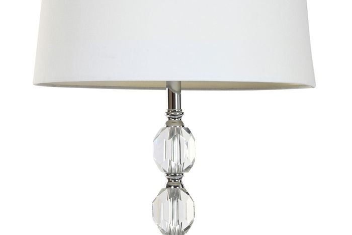 DKD Home Decor Lámpara de Pie Moderna Plateado Blanco 35x150x35 cm Set 3 Piezas Cristal Metal Algodón