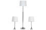 DKD Home Decor Lámpara de Pie Moderna Plateado Blanco 35x150x35 cm Set 3 Piezas Cristal Metal Algodón