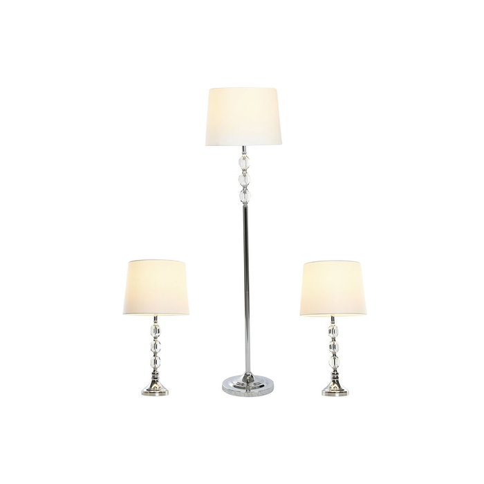 DKD Home Decor Set de 3 Lámparas con Cristal y Metal, 1 de Pie y 2 de Sobremesa DKD Home Decor Set de 3 Lámparas con Cristal y Metal, 1 de Pie y 2 de Sobremesa