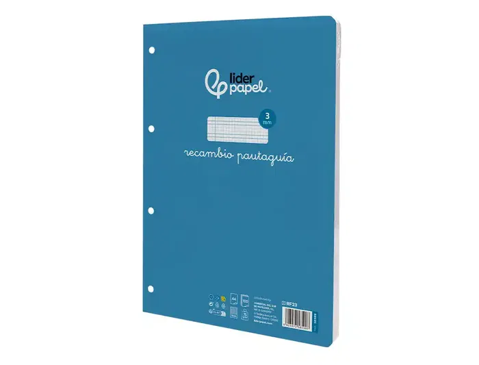 Liderpapel Recambio A4 Pautaguia 100 Hojas 75gr Cuadriculado Con Margen 4 Taladros