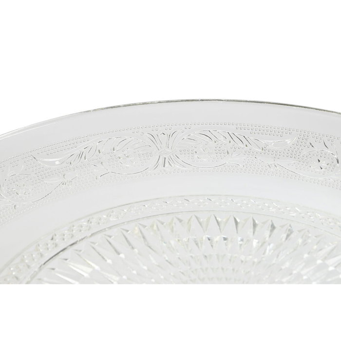 DKD Home Decor Plato de Cristal Grabado Transparente con Pie DKD Home Decor Plato de Cristal Grabado Transparente con Pie
