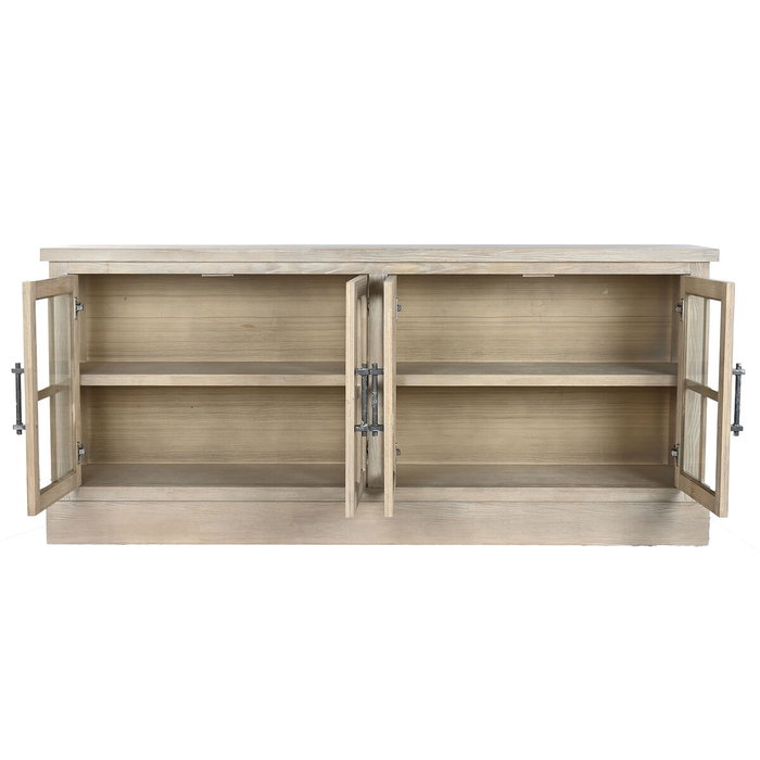 DKD Home Decor Buffet de Madera de Hevea y Cristal Natural DKD Home Decor Buffet de Madera de Hevea y Cristal Natural
