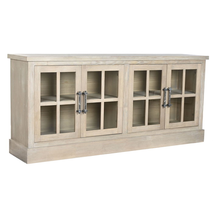 DKD Home Decor Buffet de Madera de Hevea y Cristal Natural DKD Home Decor Buffet de Madera de Hevea y Cristal Natural