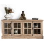 DKD Home Decor Buffet de Madera de Hevea y Cristal Natural