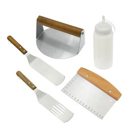 DKD Home Decor Set de 5 Utensilios para Barbacoa INOX ACACIA