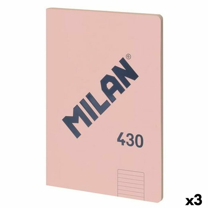 MILAN Libreta 430 A4 48h Horizontal 95g Rosa (Set de 3)