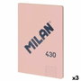 MILAN Libreta 430 A4 48h Horizontal 95g Rosa (Set de 3)