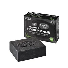 BALADE EN PROVENCE Barra Todo En Uno Para Hombre Champú Gel Limpiador Facial Espuma Afeitar Sólida 4 Usos