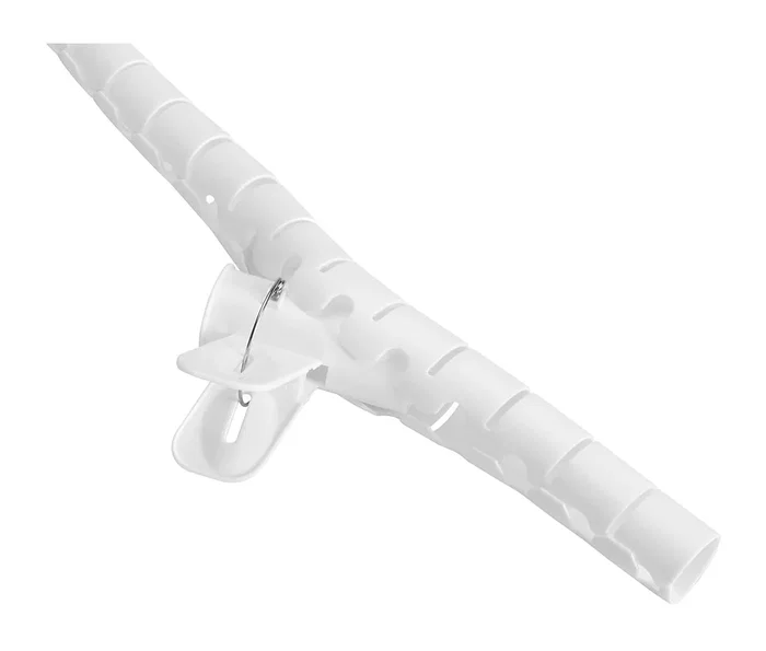 Neomounts ADS06-142WH Organizador de Cables para Escritorio, Pasacables, Tubo Espiral Flexible (Blanco, Ø25mm, para 1-5 Cables, 2m, Incluye Clip)