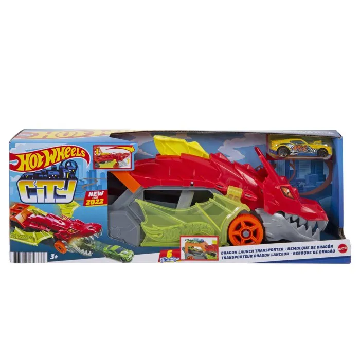 Hot Wheels Transportador de Dragones Juego con 5 Vehículos Rampa Lanzador y 1 Vehículo Incluido 33cm Hot Wheels Transportador de Dragones Juego con 5 Vehículos Rampa Lanzador y 1 Vehículo Incluido 33cm