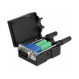 DeLOCK Adaptador VGA15 a Bloque de Terminales con Carcasa 66258, Negro