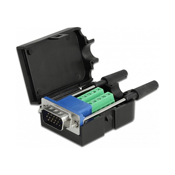DeLOCK Adaptador VGA15 a Bloque de Terminales con Carcasa 66258, Negro DeLOCK Adaptador VGA15 a Bloque de Terminales con Carcasa 66258, Negro