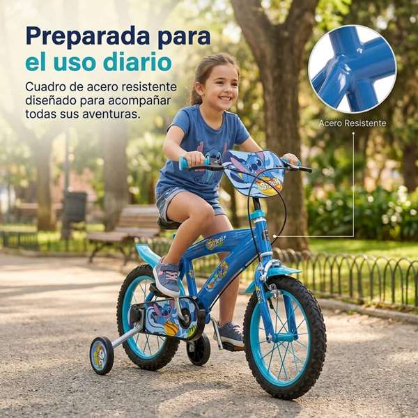 Toimsa Bicicleta Infantil Stitch 16 Pulgadas para Niños de 5 a 8 Años - Color Azul Toimsa Bicicleta Infantil Stitch 16 Pulgadas para Niños de 5 a 8 Años - Color Azul