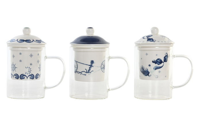 DKD Home Decor Mug Infusiones Atlantico Stella Maris Multicolor Cristal y Porcelana 300ml (6 Unidades) DKD Home Decor Mug Infusiones Atlantico Stella Maris Multicolor Cristal y Porcelana 300ml (6 Unidades)