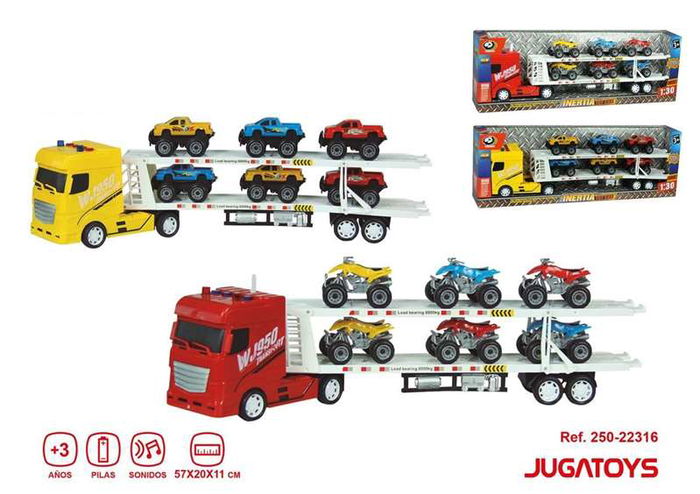 Camion portaches y porta quad con sonidos 62x11x20 - modelos surtidos Camion portaches y porta quad con sonidos 62x11x20 - modelos surtidos